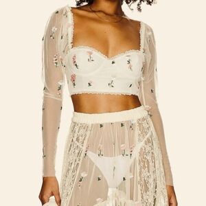 Majorelle Keilah Lace Embroidered Vintage Inspired Crop Top